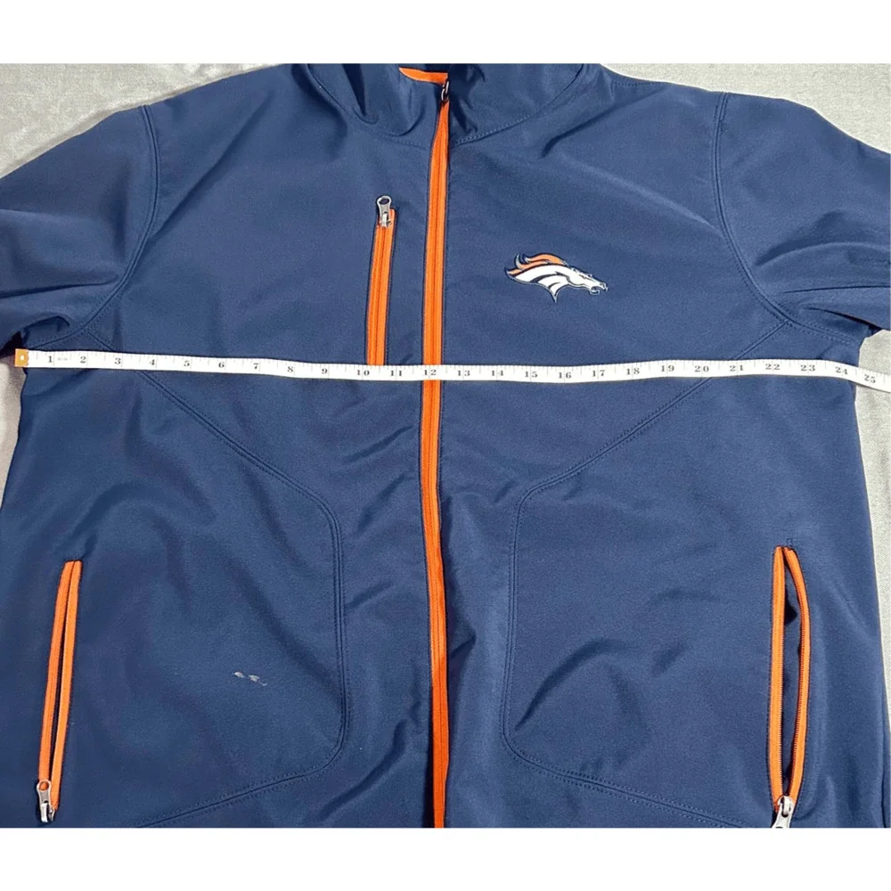 Denver Broncos NFL Full Zip Soft Shell Blue & Orange Embroidered Jacket Sz L - Picture 11 of 11